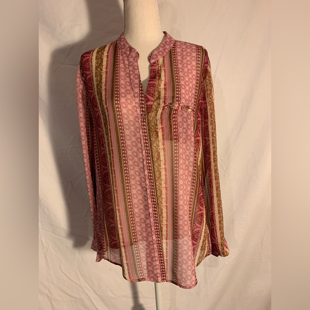 Kut From the Kloth Semi Sheer button-down Blouse - Pink Patterned Stripe